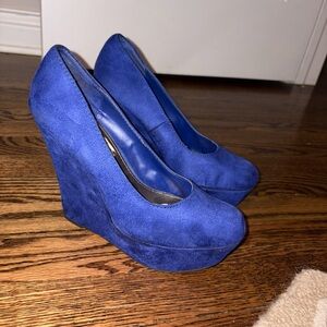 Brash Cobalt Blue Suede Wedges 8